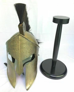 300 Movie Spartan King Leonidas Medieval Roman Helmet Greek Liner Wood Stand New - Picture 1 of 6
