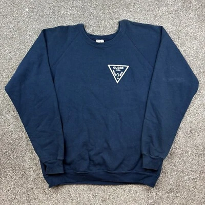 Sudadera De Colección Guess Jeans Para Hombre XL Azul Marino Raglán Cuello Redondo Retro EE. UU. Foto 1 de 4