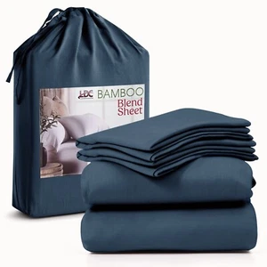 4-Piece Premium Bamboo Blend Bed Sheet Set Deep Pocket Breathable Soft Sheets - Picture 1 of 80