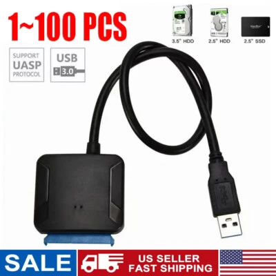 USB 3.0 to SATA External Hard Drive Reader 2.5" 3.5" HDD SSD Power adapter LOT - Image 1 of 4
