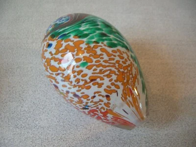 Ancienne sulfure en verre multicolore oeuf presse papier de 8,5 cm - Photo 1/4