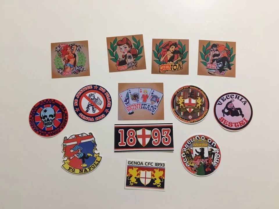 GENOA 13 ADESIVI ULTRAS PEGATINAS AUFKLEBER STICKERS SKINHEADS FOSSA DEI GRIFONI - Immagine 1 di 1