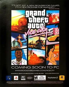 GRAND THEFT AUTO Genuine Print Ad GTA Vice City Promo ADVERTISEMENT 10" x 12" - Picture 1 of 1