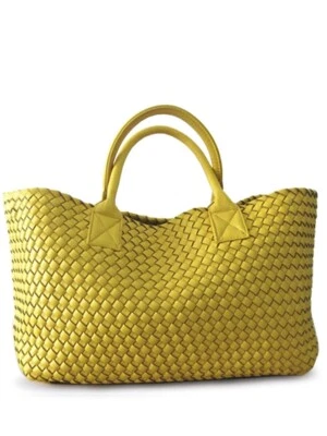 Bolso de mano tejido para mujer grande portátil de hombro cesta de verduras de gran capacidad Foto 1 de 4