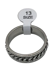 Titanium Spinner Ring With Braided Chain Detail Size 13 Made In China A169 - Picture 1 of 5