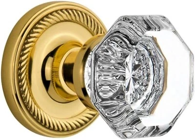 [怀旧 702740] 金绳玫瑰花带华尔道夫水晶双假门把手 — 第 1/3 张图片