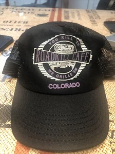 Vintage Roadkill Cafe Hat Colorado Grill Black Adjustable Mesh Logo America - Picture 1 of 3