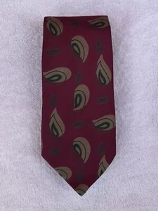 Vtg Isaco Neckwear Mens 100% Pure Silk Slim Tie Red Green Paisley Geo 3.5” in - Picture 1 of 10