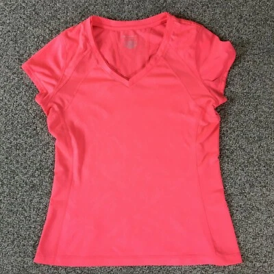 Tek Gear Activewear Top Womens Medium Neon Pink VNeck Pullover Back Coin Pocket - Image 1 of 4