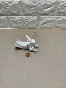 FIGURINA CERAMICA BIANCA ANGELO CHE SUONA FLAUTO POSA VINTAGE - Foto 1 di 6