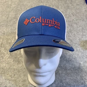 Columbia PFG Logo Mesh Ball Cap High Größe L/XL Flexfit blau weiß USA FLAGGE neu mit Etikett - Bild 1 von 13