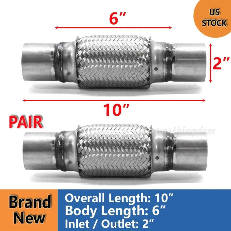 Remarkable Power Rk5202 - 2" X 6" Heavy Duty Stainless Steel Exhaust Flex Pipe