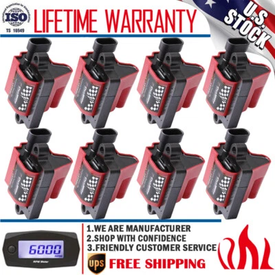 Paquete de 8 bobinas de encendido cuadradas para Chevy Silverado GMC Sierra 4,8 L 5,3 L 6,0 L 8,1 L Foto 1 de 4