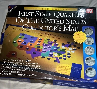 First State Quarters of the United States 1999-2008 Complete Collector Map w/COA - Image 1 of 4