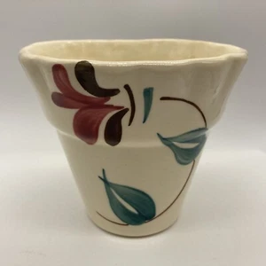 Maceta de cerámica Purinton flor roja hiedra años 40 cubiertos pintados a mano - Imagen 1 de 5