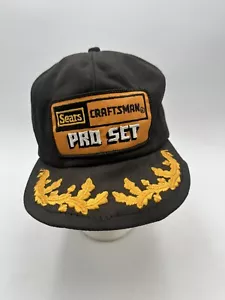 Vntg Sears Craftsman Pro Set Patch Embroidered Gold Snapback Hat DECORATION ONLY - Picture 1 of 17