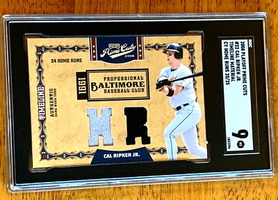 2008 Playoff Prime Cuts # 22 Cal Ripken Timeline Game Worn Jersey (34 HR)  SGC 9 - Image 1 of 2