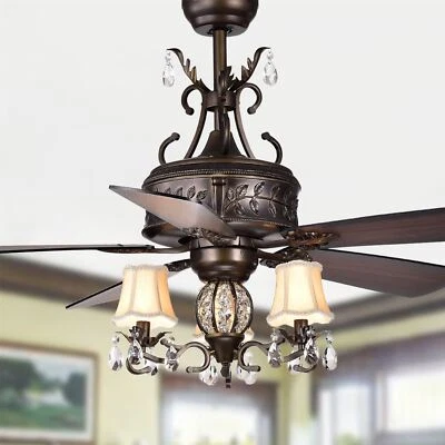 Firtha 52-Inch Antique Lighted Ceiling Fans Branched French Chandelier Remote - Image 1 of 3