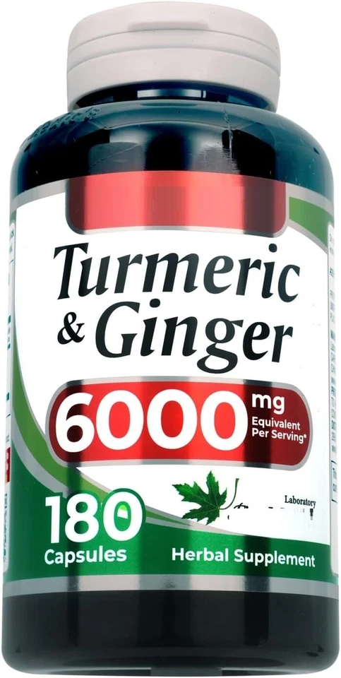 Tumeric Curcumin Max Potency and Ginger Complex 6000 mg 180 Capsules Ultra high