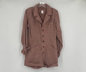 Free People Womens Pink Denim Button Romper Long Sleeve Sz S New - Picture 1 of 7