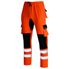 SEA3 Men's Hi Viz High Visibility Safety Fleece Cargo Work Trousers Joggers