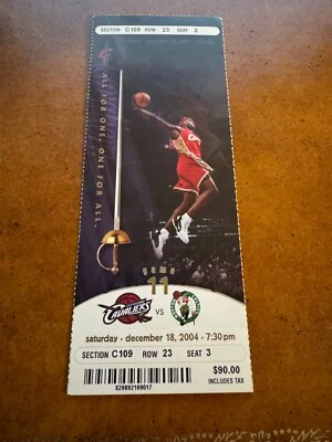 Boleto completo 2004 Cleveland Cavaliers Boston Celtics Lebron James foto OT Foto 1 de 2
