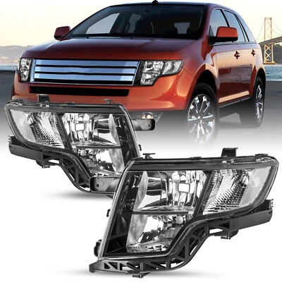 For 2007 -2010 Ford Edge SE SEL Black Headlight Headlamp Pair Set Clear - Imagem 1 de 4
