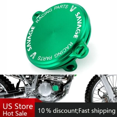 Green Engine Oil Filter Cover Cap For KAWASAKI KLX300R KLX250S KLX300SM KLX 300R - Image 1 of 4