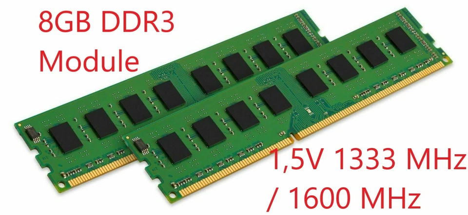 8GB DDR3 RAM MODULE Markenspeicher 1333/1600MHz PC3-10600U PC3-12800U 1,5V 2Rx8 - Bild 1 von 1