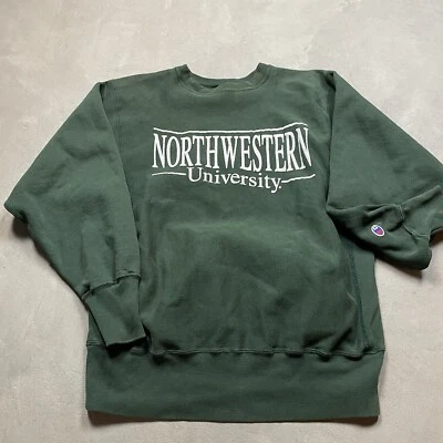Vtg Champion Reverse Weave Warmup Sweatshirt 90s Northwestern University Dark L - Image 1 of 4