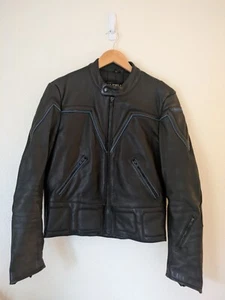 VTG SUZUKI LEATHER MOTORCYCLE RACING JACKET SIZE 44 BLACK - Picture 1 of 17