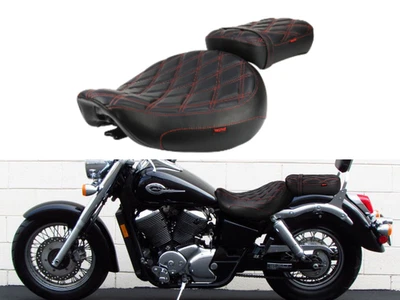 Wider Red Diamond Style Front Rear Seat For Honda Shadow ACE VT750C 1998-2003 - Image 1 of 4