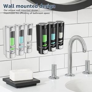 3 Chamber Shampoo Dispenser Refillable Soap Dispenser Wall Mounted paFlS - Picture 1 of 22