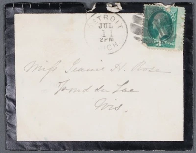MayfairStamps US 1880 Michigan Detroit to Fond du Lac WI Mourning Cover aau_4451 - Image 1 of 2