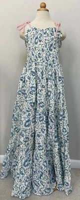 NWT's SweetHoney Girls 10 "Beach Dress" Blue Floral Spaghetti Strap Maxi Length - Image 1 of 4