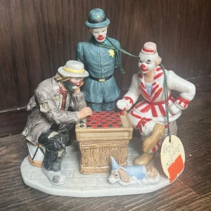 Estatuilla de payaso de porcelana vintage RARA Emmett Kelly Jr damas “juego limpio” - Imagen 1 de 7