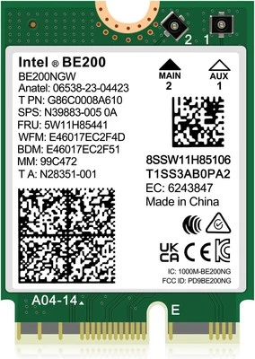 WiFi 7 Wireless Card Intel BE200NGW, Bluetooth 5.4, 5800Mbps M.2/NGFF...  - Image 1 of 4