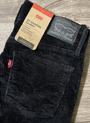 Pantalones negros de pana ajustados modeladores Levi's 311 para mujer talla 27x30, nuevos con etiquetas $69,50 Foto 1 de 4