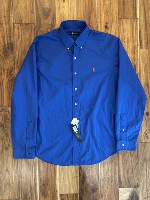 Camisa Polo Ralph Lauren Para Hombre Pieza Tinte Lino Manga Larga Tejida Grande Azul Nueva con Etiquetas Foto 1 de 4