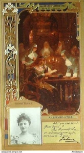 Chromo Lefevre Utile LU Yahne Leonie "La Reine Fiammette" Autographe - Picture 1 of 2