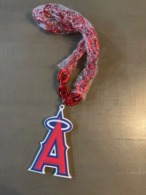 LOS ANGELES ANGELS MLB BIG CHAIN LOGO BIG PLASTIC NECKLACE RED FOAM LOGO NEW - Image 1 of 4