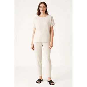 Eileen Fisher Tencel Viskose Mini Dash Print passendes Set Boxy Top Ankle Pant S - Bild 1 von 11