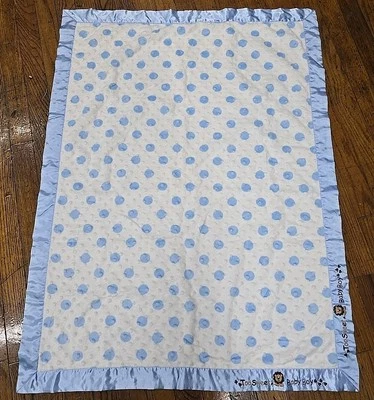 Manta Child of Mine Lion "Too Sweet Baby Boy" Azul Lunares Minky Satinado Foto 1 de 4