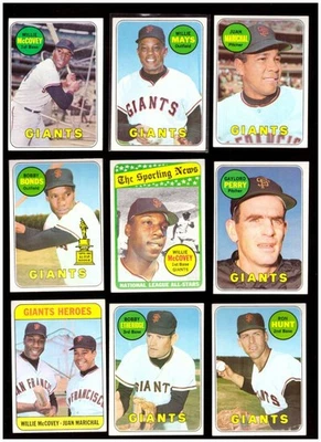 1969 Topps (B) EX+ Estado Equipo Set - San Francisco Giants con Willie Mays Foto 1 de 4