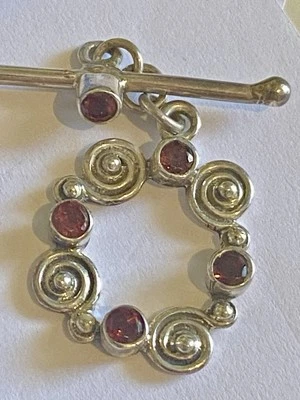 Solid Sterling Silver 33mm Toggle Clasp with Amethyst gemstones - image 1 of 4