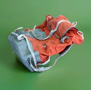 Vtg 70s Sacs Millet Nylon Backpack France Le Sherpa Rucksack Rust Dirty Red Gray - Picture 1 of 11