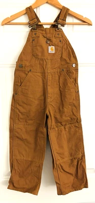 Mono Carhartt Juvenil 5 Pato Marrón Lona Niños Doble Rodilla Baberos Mono Foto 1 de 4