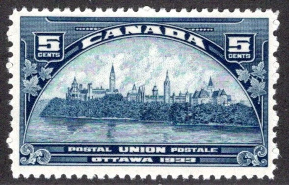 202 Scott, 5c dark blue, MNHOG, UPU Meeting, F/VF, Canada Postage Stamp - Image 1 of 1