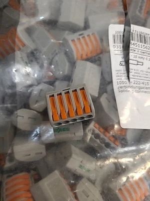 1000-pcs WAGO 222-415 LEVER-NUTS 5 Conductor Compact Connectors AWG 28-14, 400V - Image 1 of 4