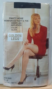 Vintage GOLDEN LEGS Strumpfhose passt - Größe 5-6 100 Pfund - 160 Pfund Farbe: schwarz - Bild 1 von 5